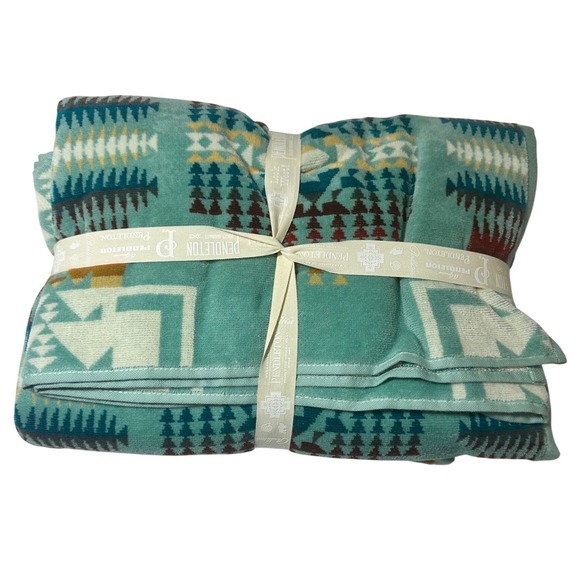 Pendleton Towel Set Unisex OS Aqua NEW Canyonlands 3-Piece Cotton Southwestern - Picture 3 of 9
